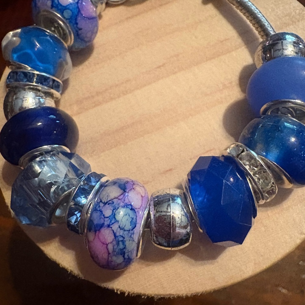 Blue and Purple Beaded Bracelet
